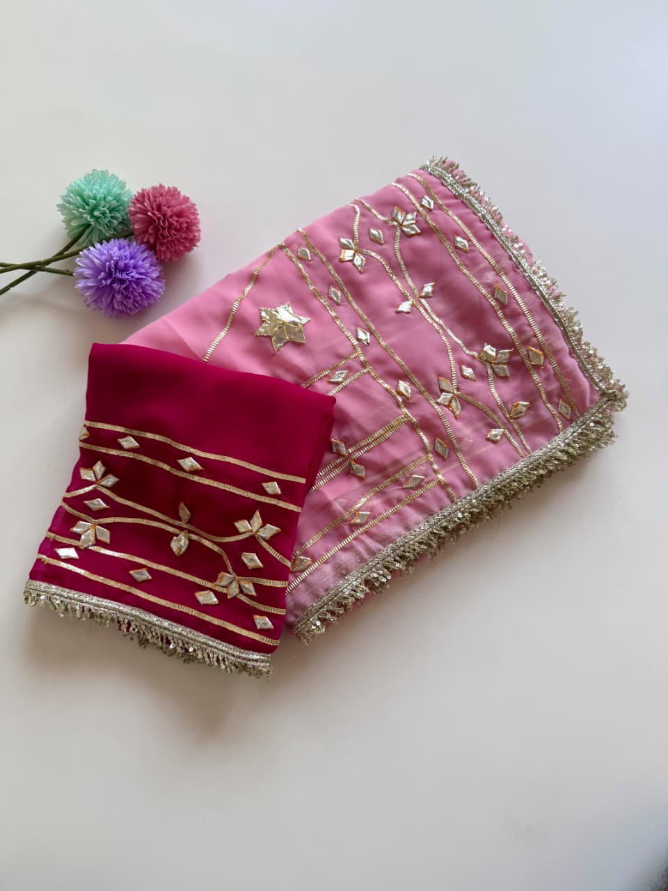 Original Hand Kachhi Gotta Work Heavy Wedding Sarees
