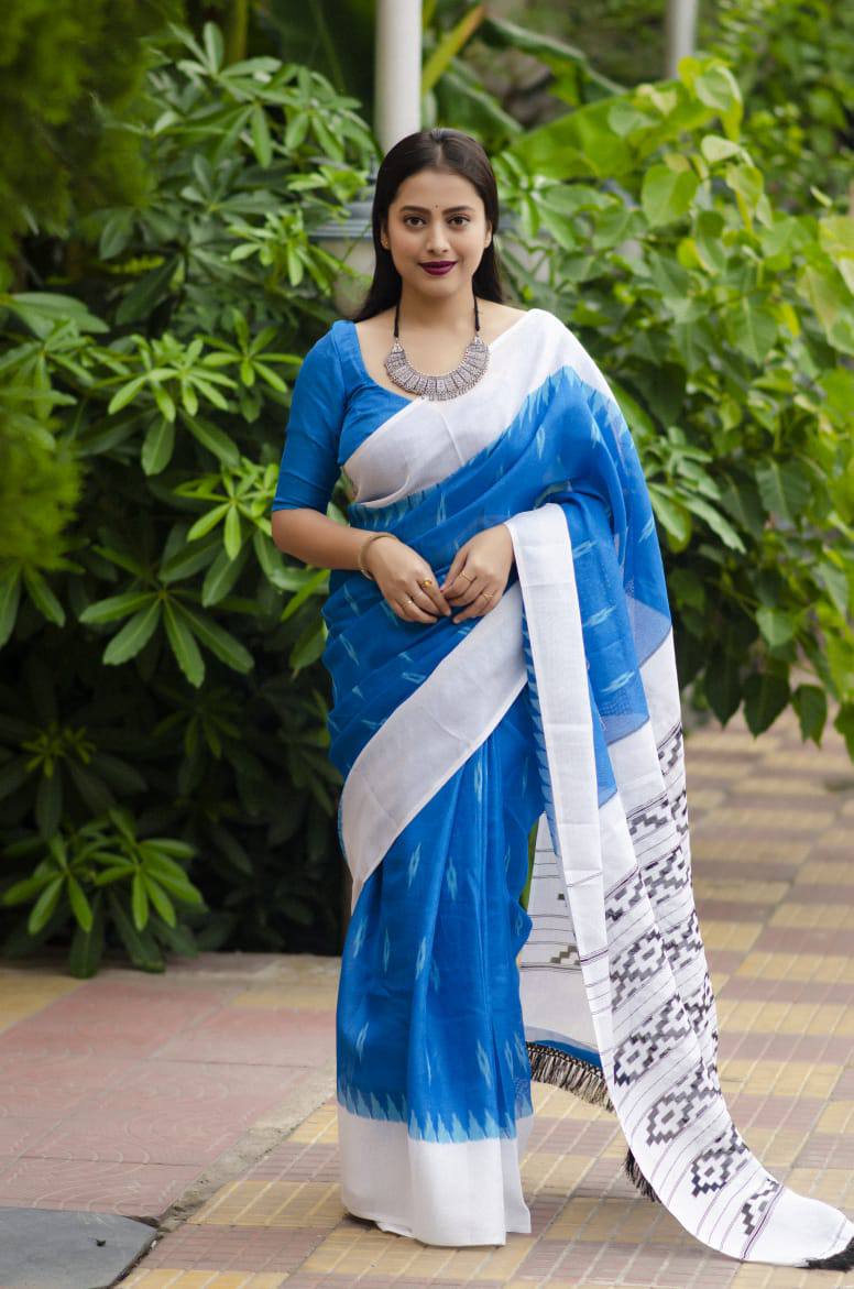 Plain Digital Print Saree