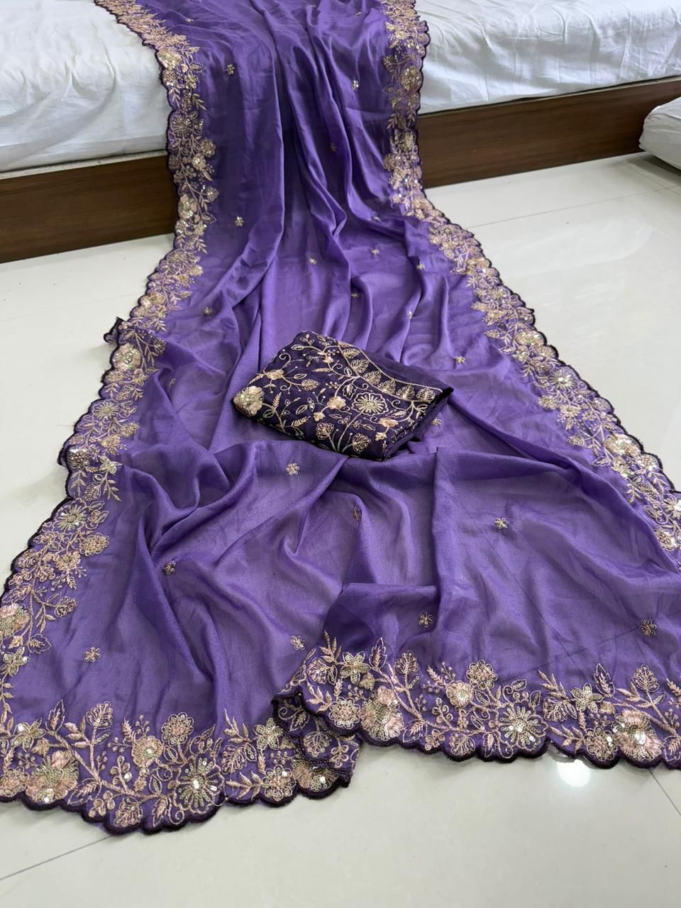 Star Georgette Sequence Work Saree