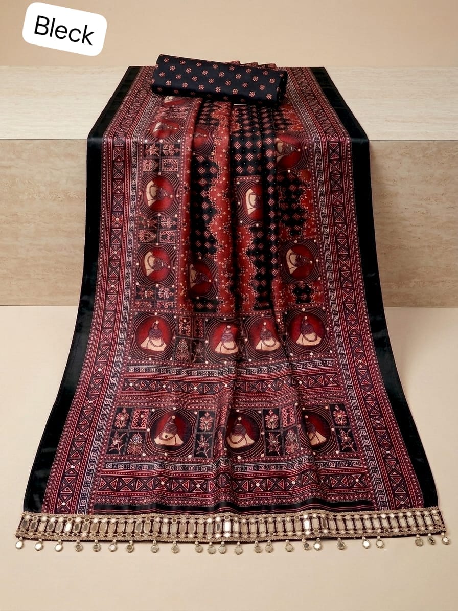 Ajrakh Sartin Viscose Saree