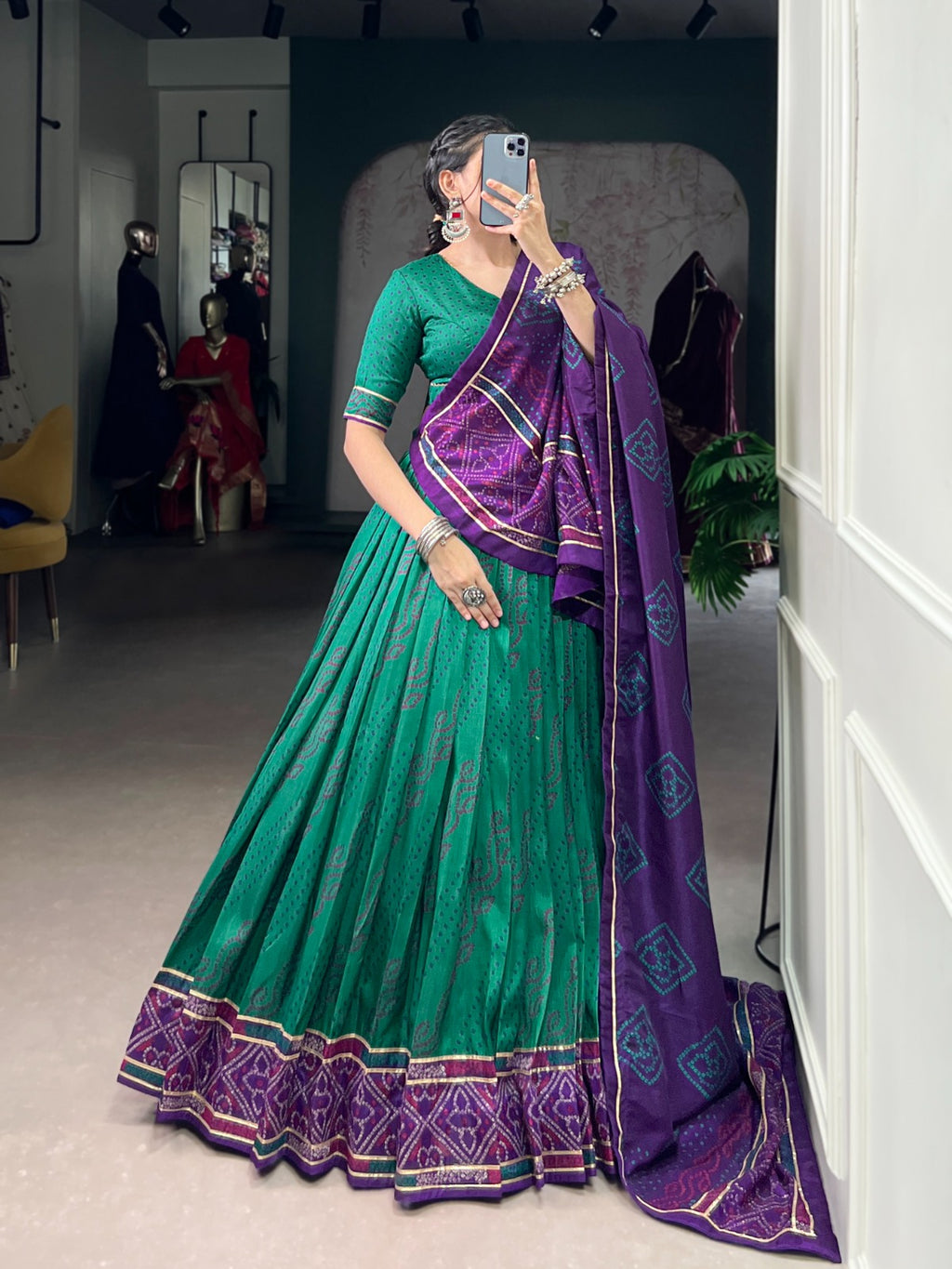 Tasar Silk Bandhej Lahenga