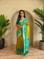 Dual tone silk sarees with all over zari weaves