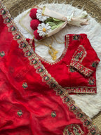 Karvachauth Special Space Silk Red Saree
