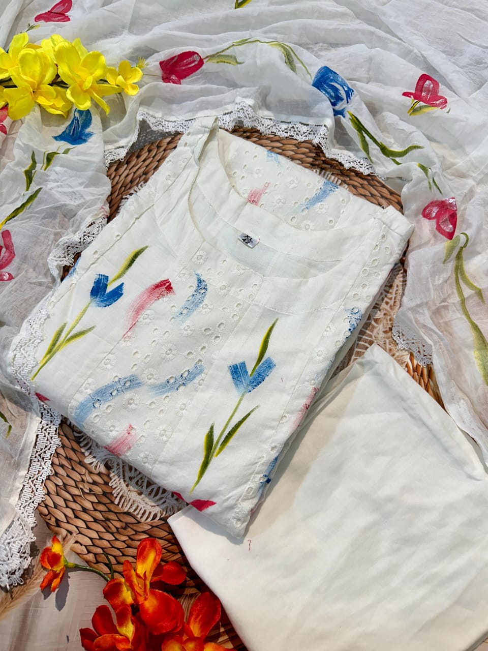 Anarkali White Kurti