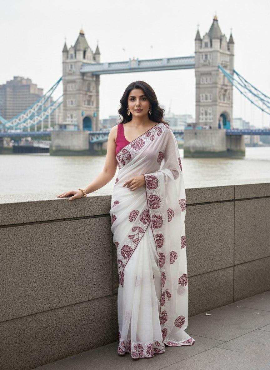 Party Wear Fendy Chiffon Saree