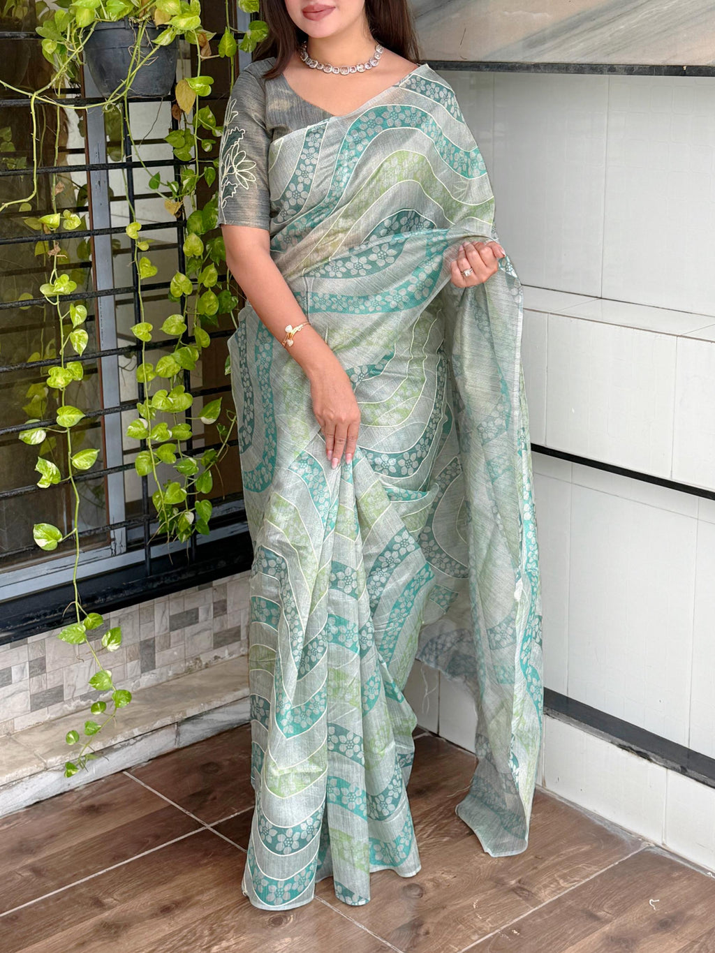 LINEN COPPER JARI SAREE