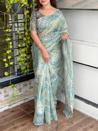 LINEN COPPER JARI SAREE