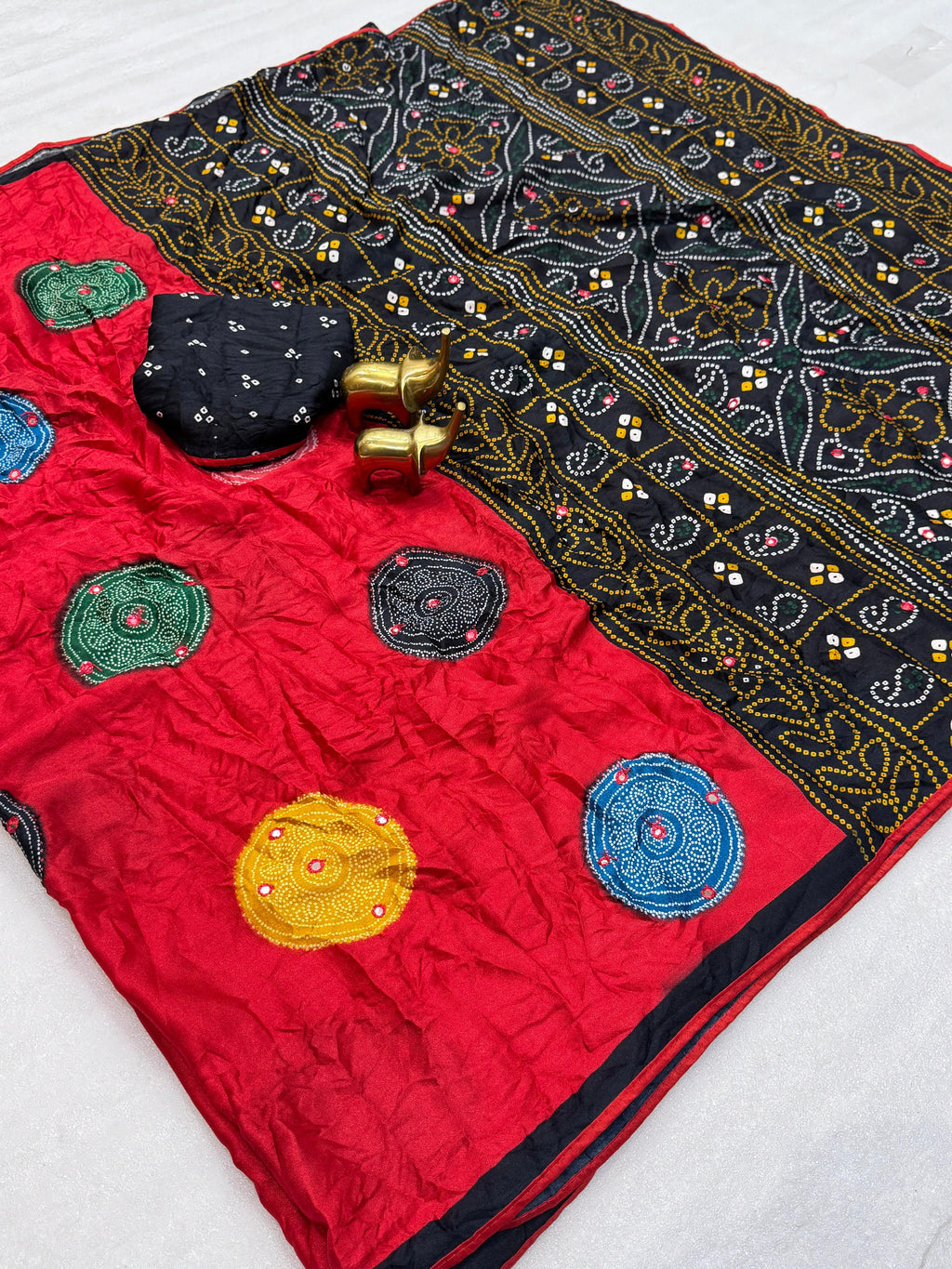 Pure Moss Bandhni Saree