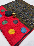 Pure Moss Bandhni Saree