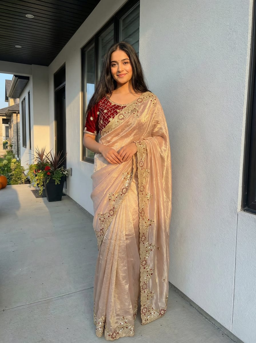 A very soft nd elegant fendy sartin fabric saree