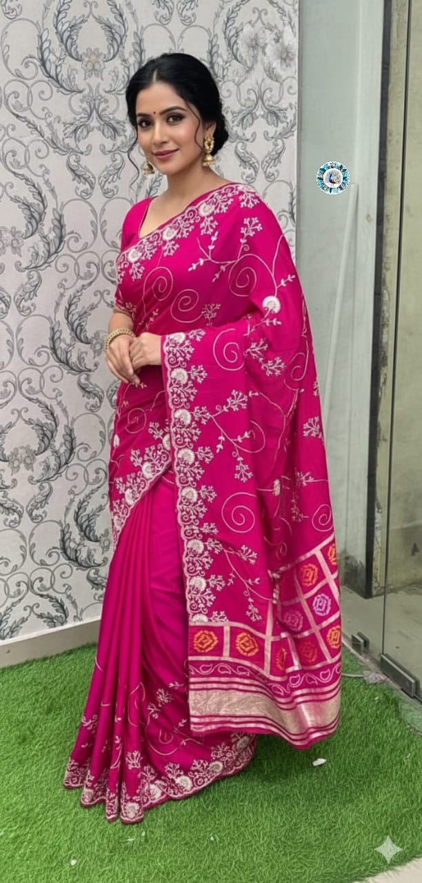 Super Soft Golden Cherod silk Fabric Sarees