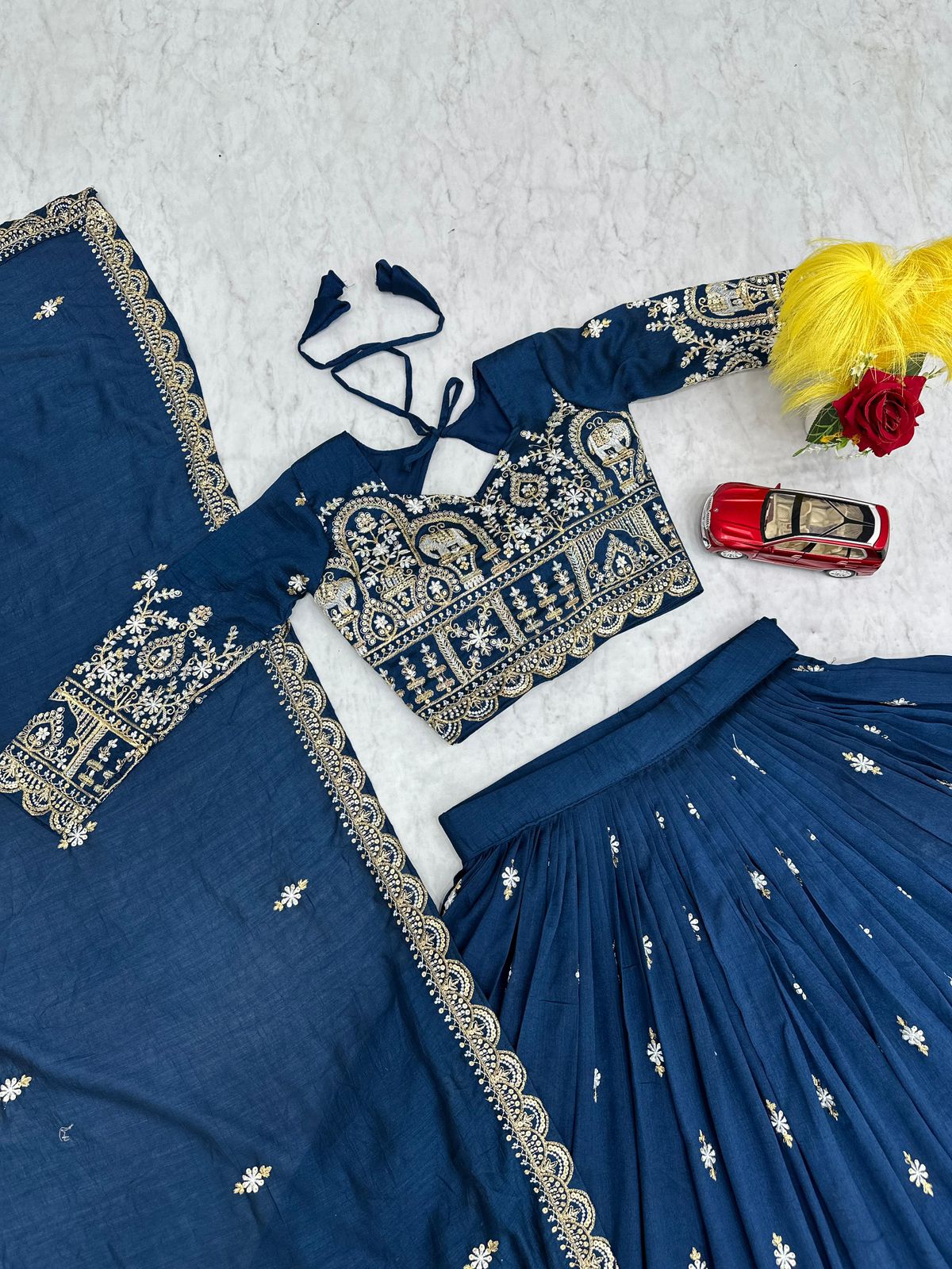 Heavy Embroidery Thread & Sequence Work Lahenga