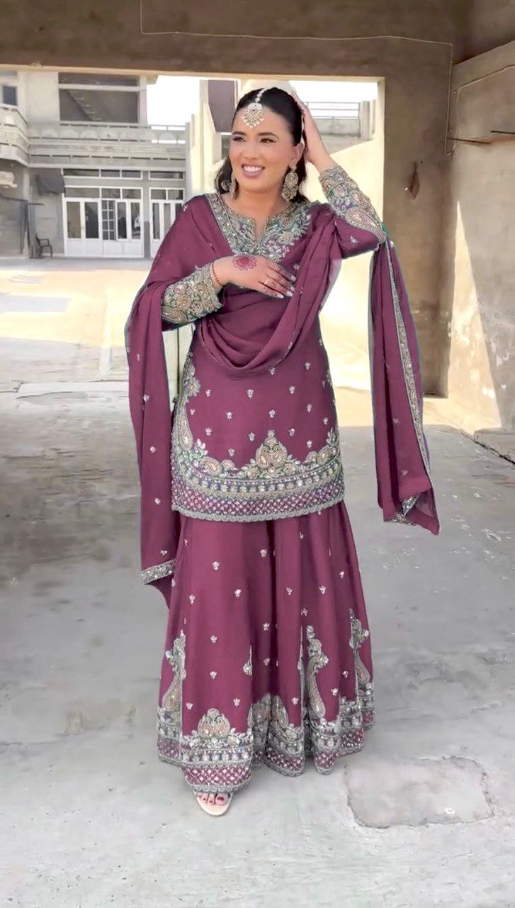 Party Wear Look Top-Plazzo And Dupatta