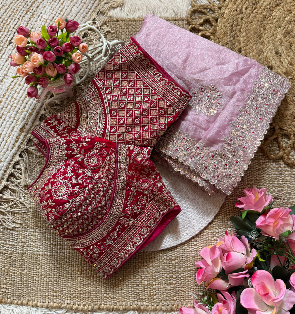 Sabyasachi Inspired Premium Moss Chiffon Saree