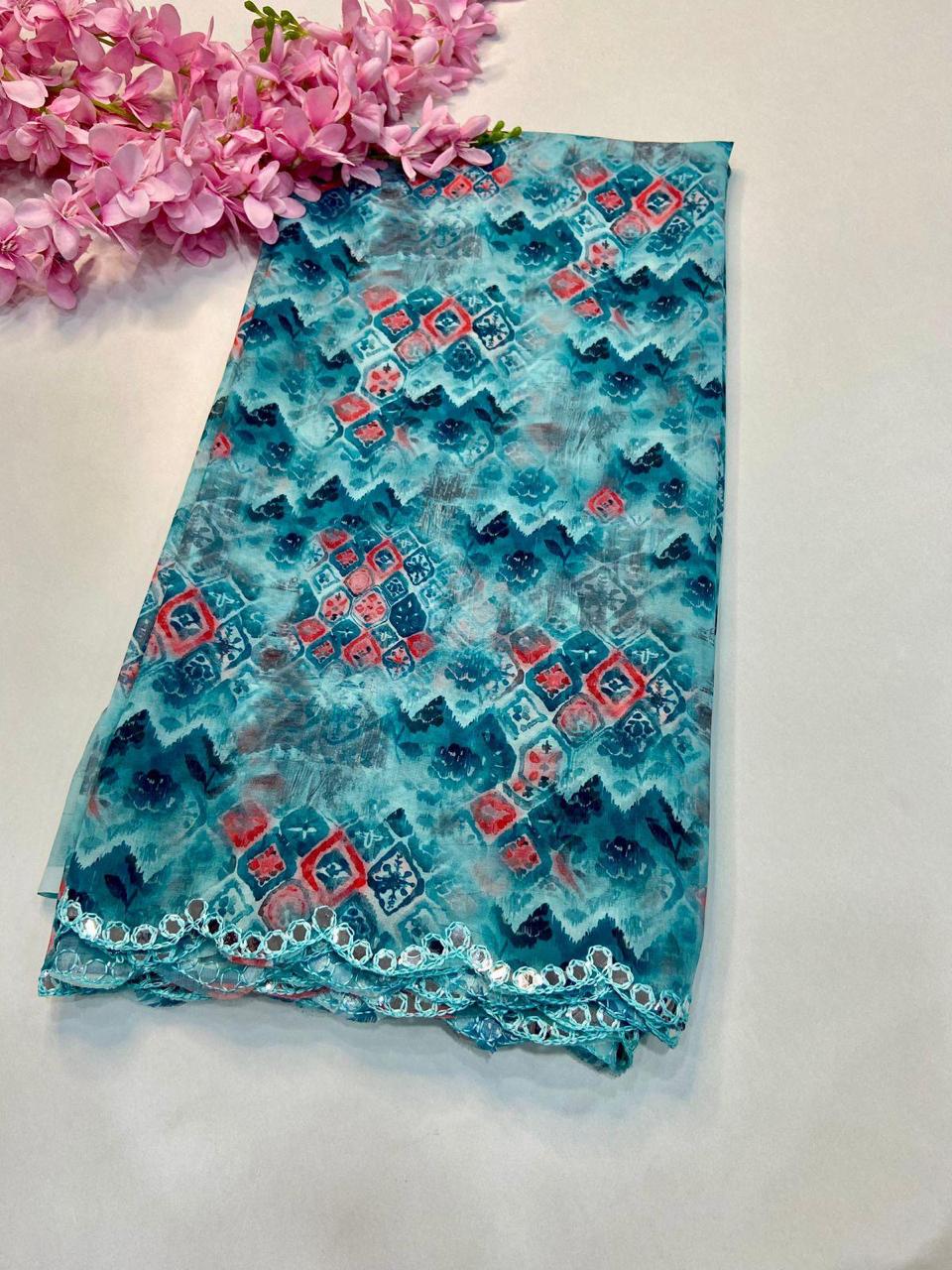 FLORA GORGETTE DIGITAL PRINT SAREE