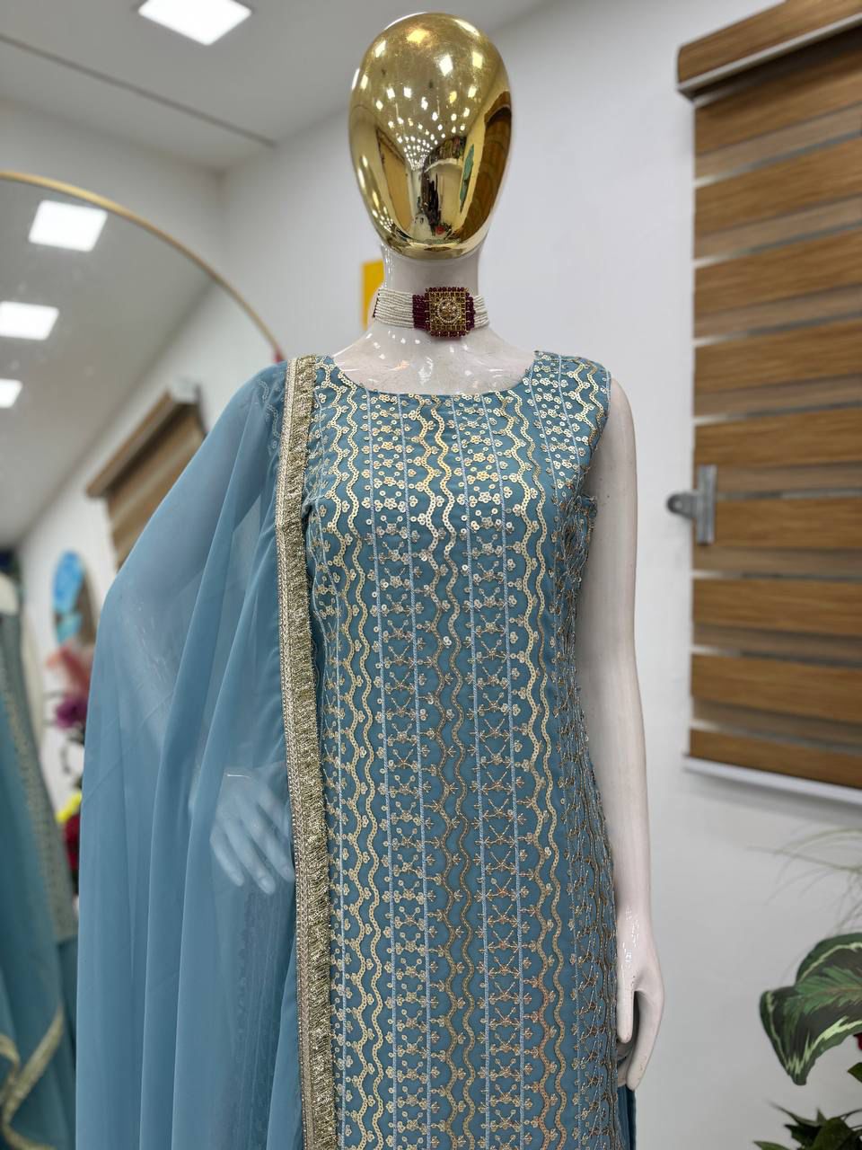 New Designer Party Top Pallazo & Dupatta Set👗