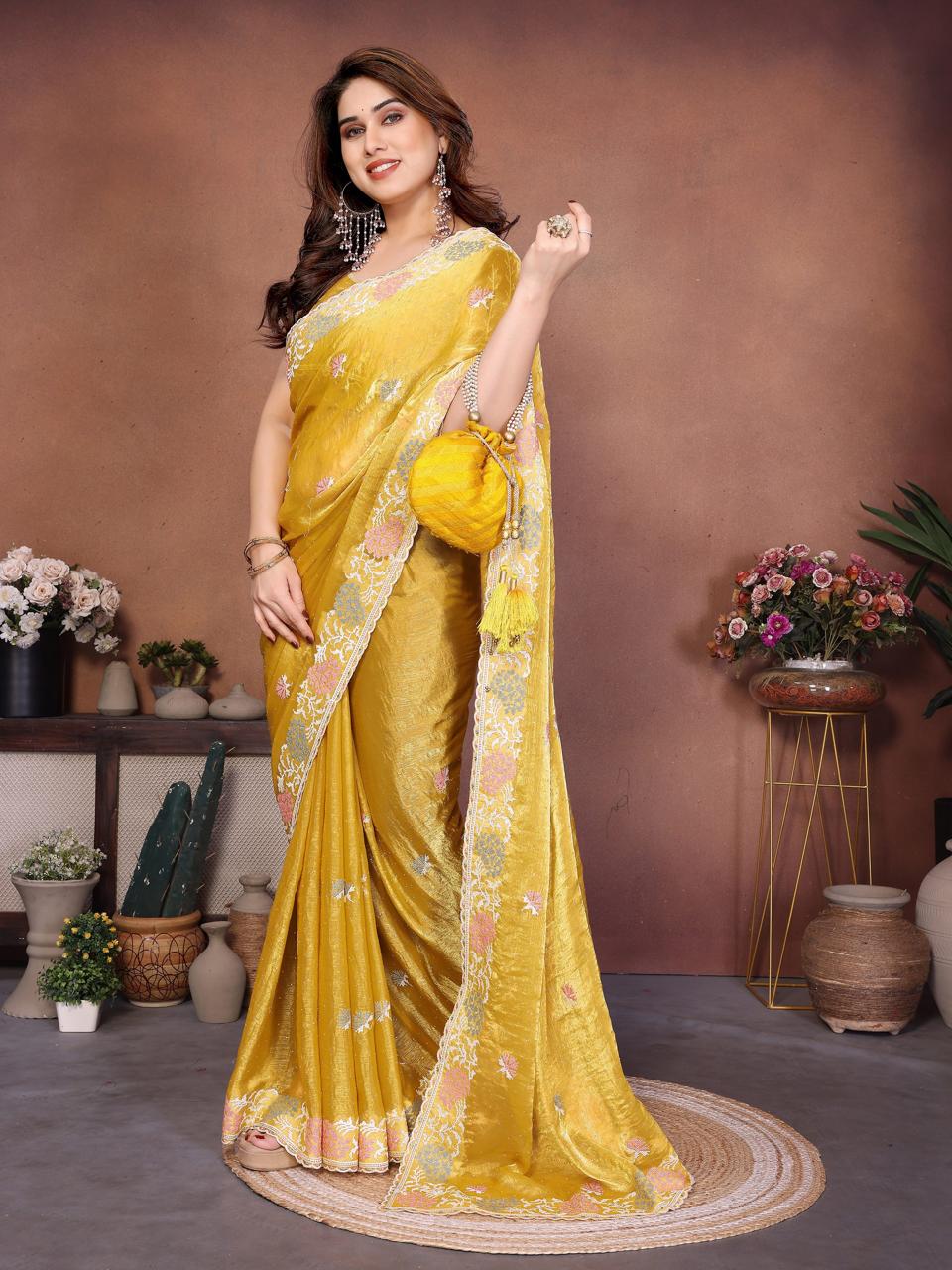 Wedding Soft Fendy Chiffon Silk Saree