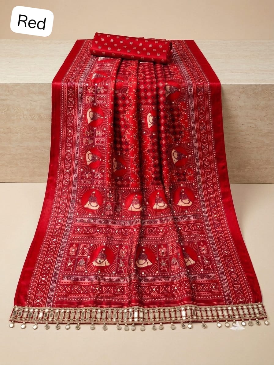 Ajrakh Sartin Viscose Saree