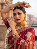 Pure Hand Dyeing Chainy Tissue Shimmer Saree