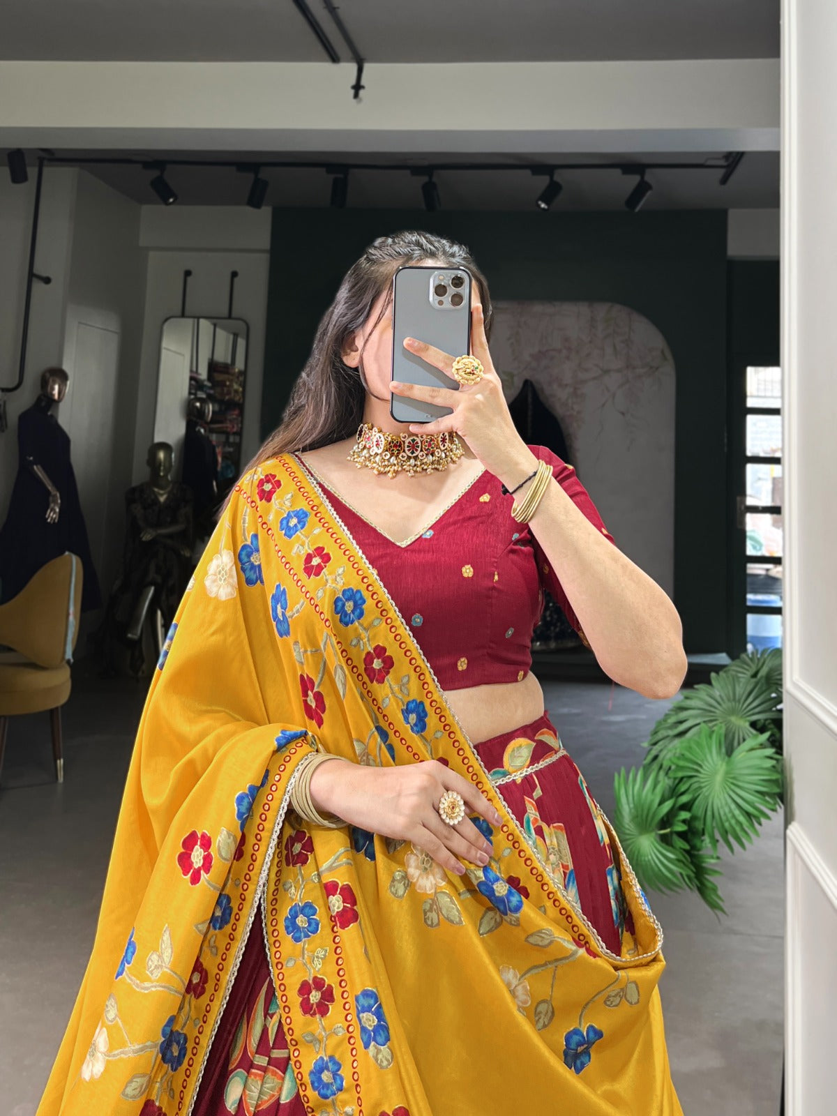 Festive Tusser Lehenga