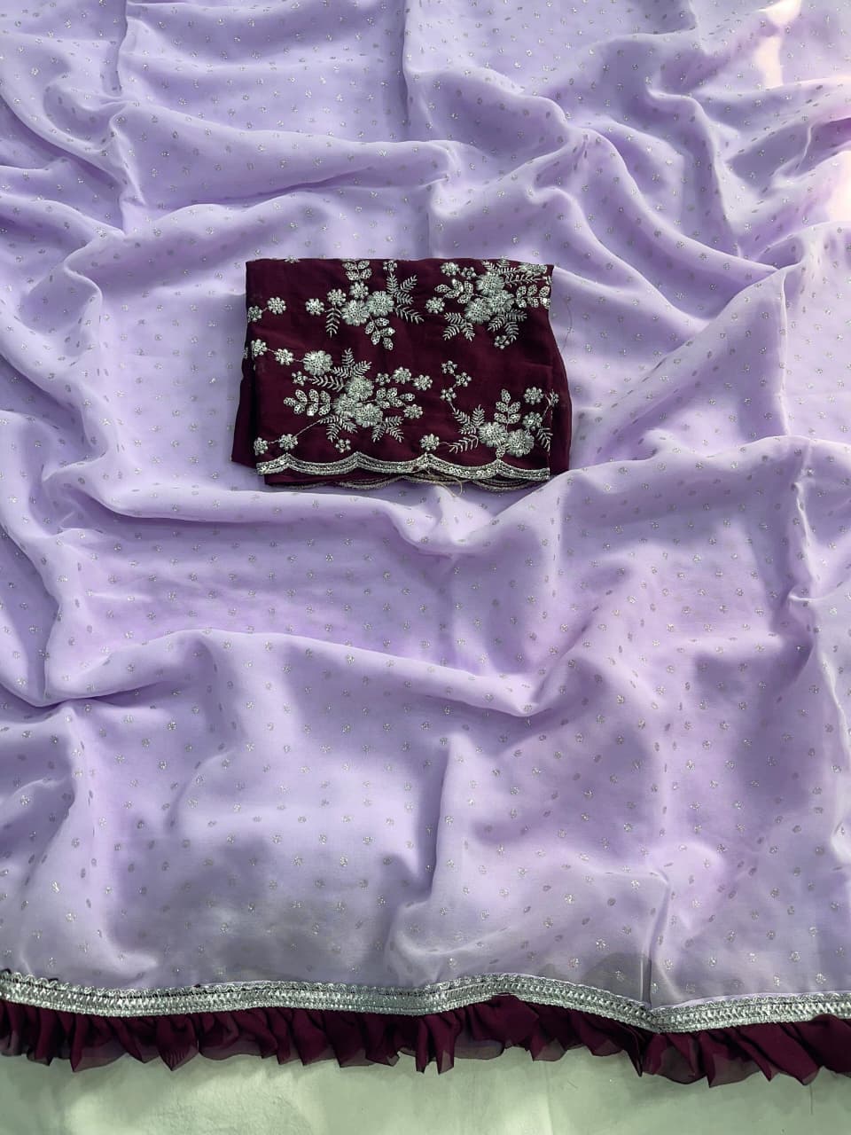 60 GRAM WITH FOILL PRINT FRILL LACE SAREE