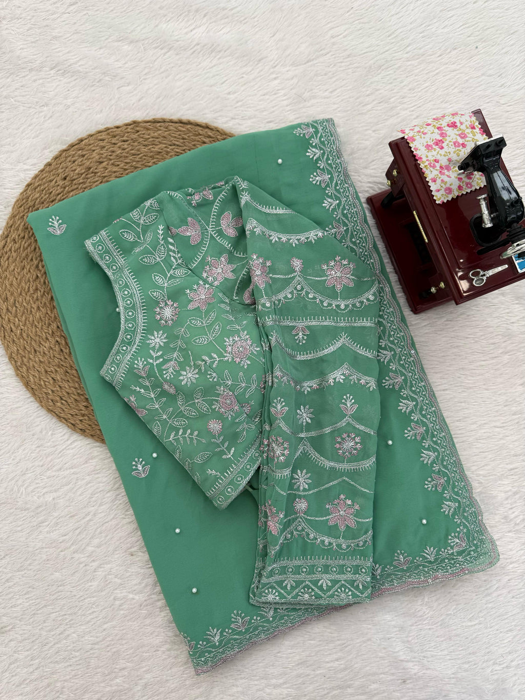 Faux Georgette Designer Wedding Saree