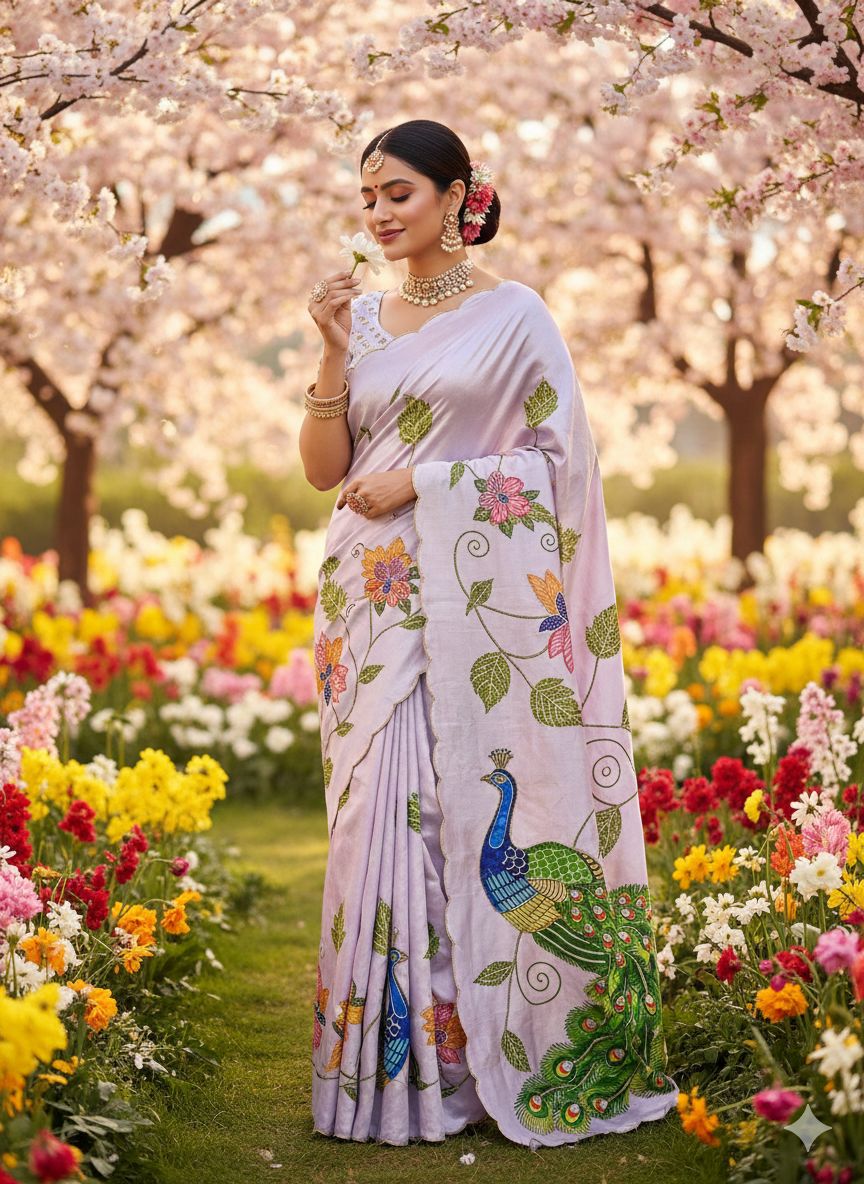 Handwork Elegance & Digital Print Saree