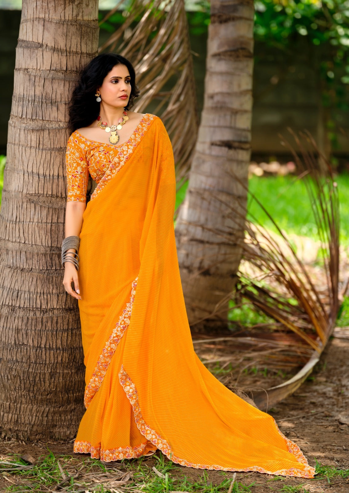 Rajasthani Georgette Laheriya Print Saree