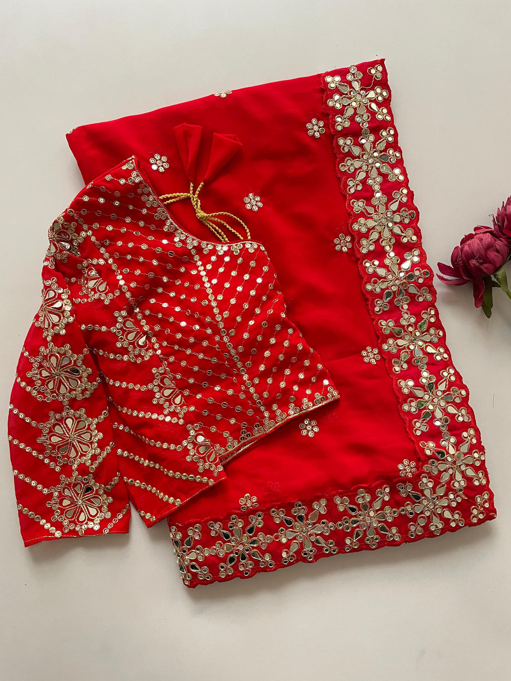 Bollywood BlockBuster Orignal Mirror Design Wedding Saree