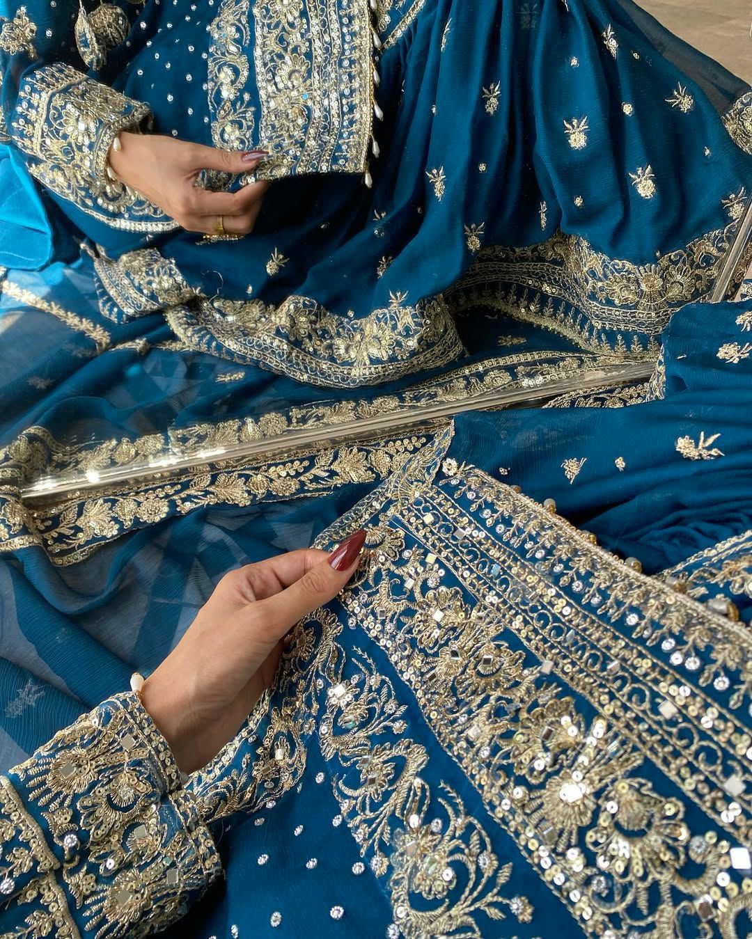 Georgette kurti & sharara set & dupatta