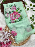 Georgette Green Saree