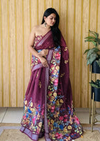 Digital Print Linen Saree