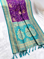 Banarasi Silk Sarees With Flower Meenakari Jaal