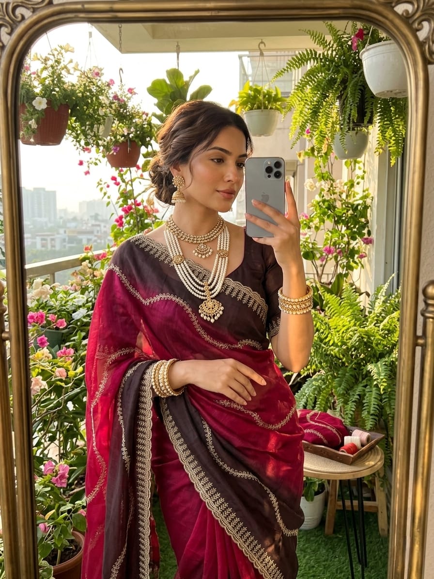Rich look fendy chiffon pedding saree