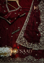 Grand party wear saree in original gold beeds work