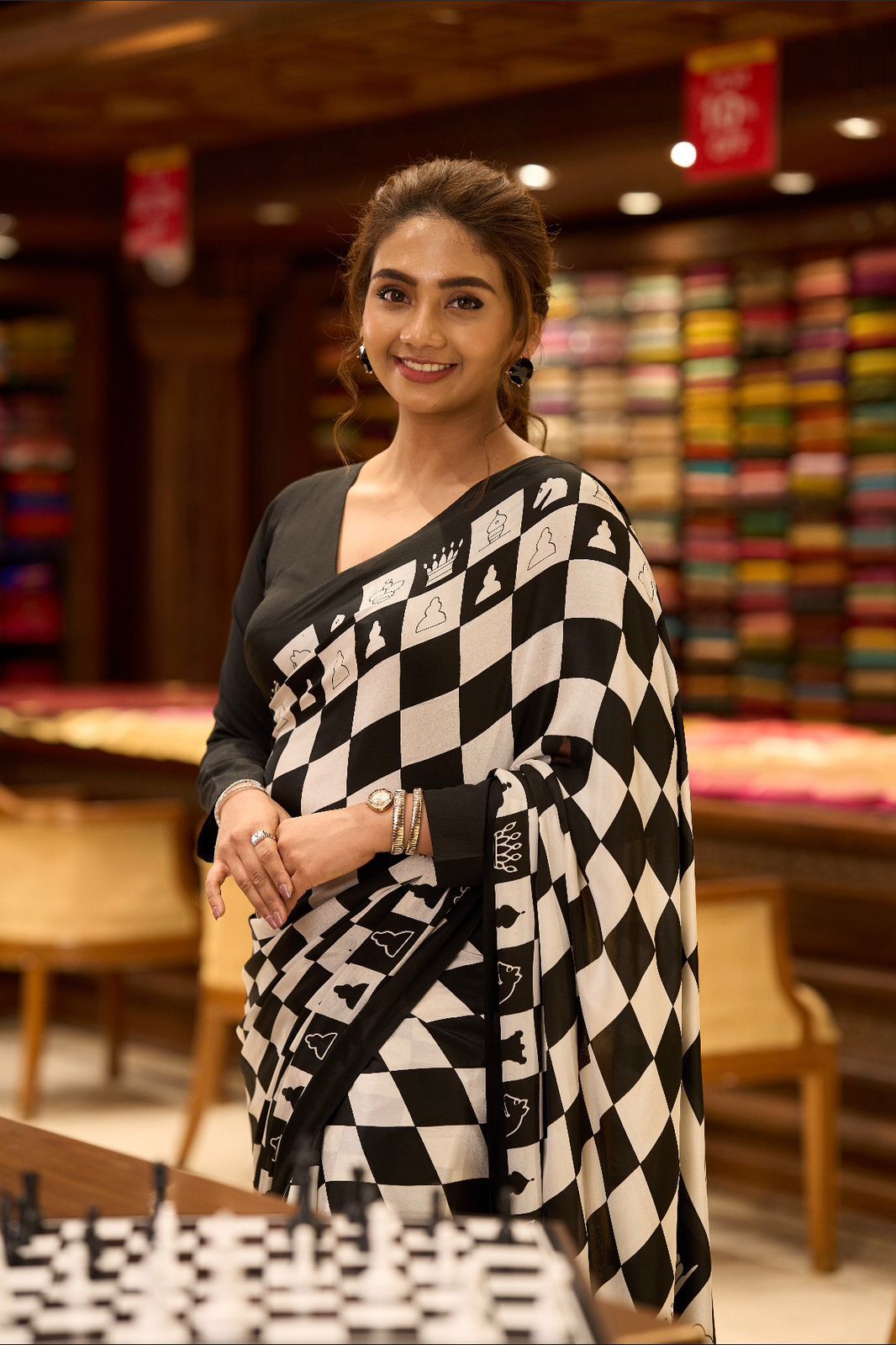 Pure Crape Satin with Ajrak printed Sarees