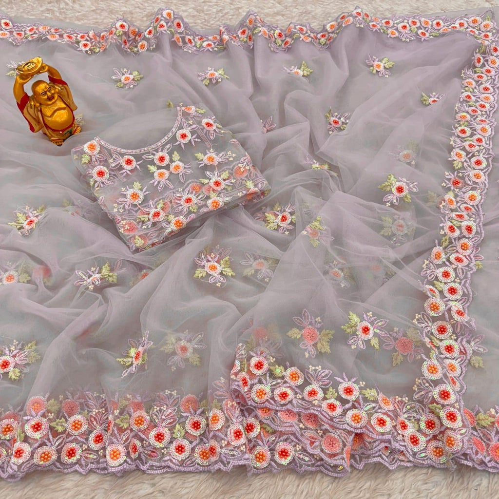 SOFT NET WORK SEQUENCE SAREE