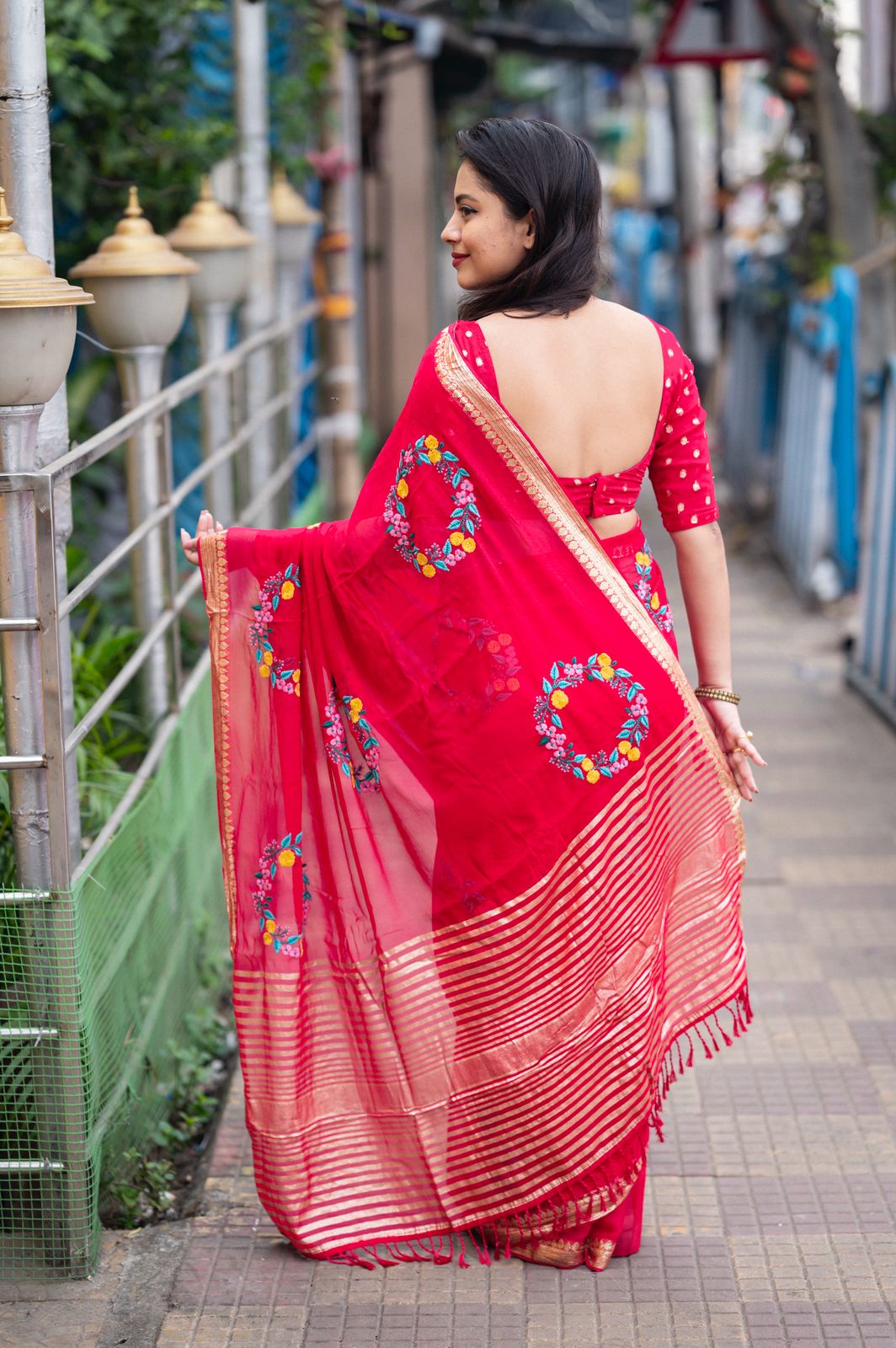 Pure Georgette Embroidery Saree