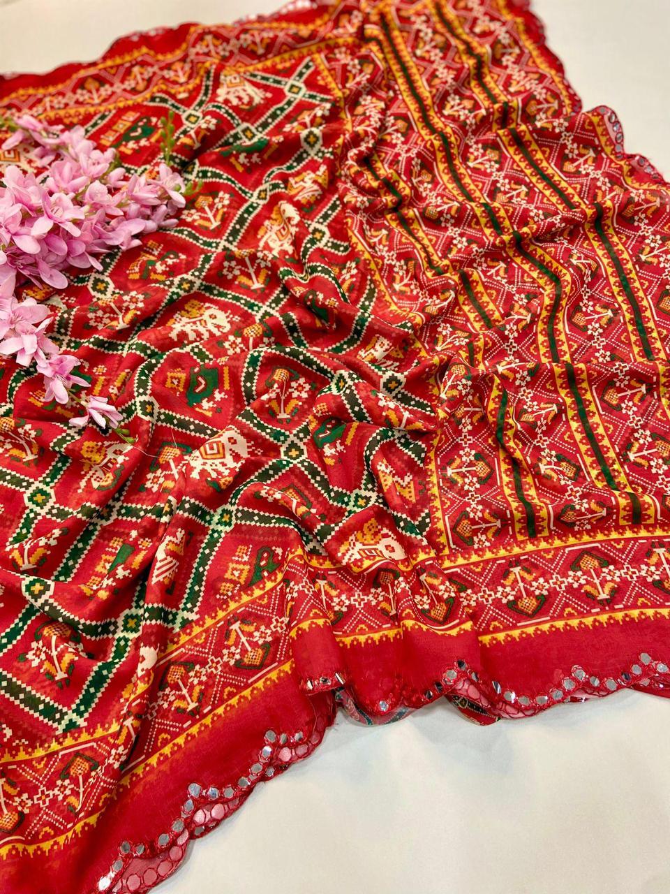 FLORA GORGETTE DIGITAL PRINT SAREE