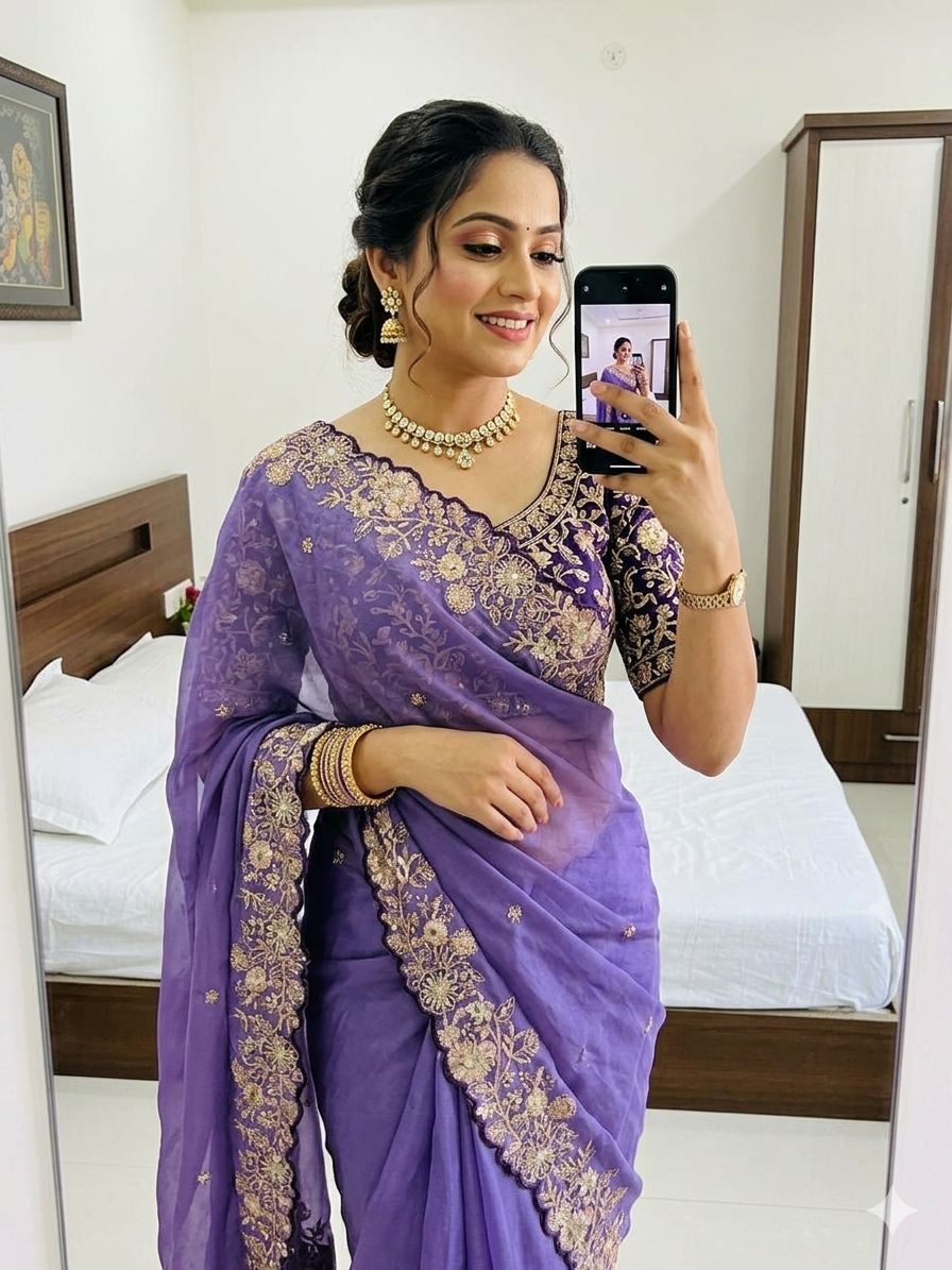 Star Georgette Sequence Work Saree