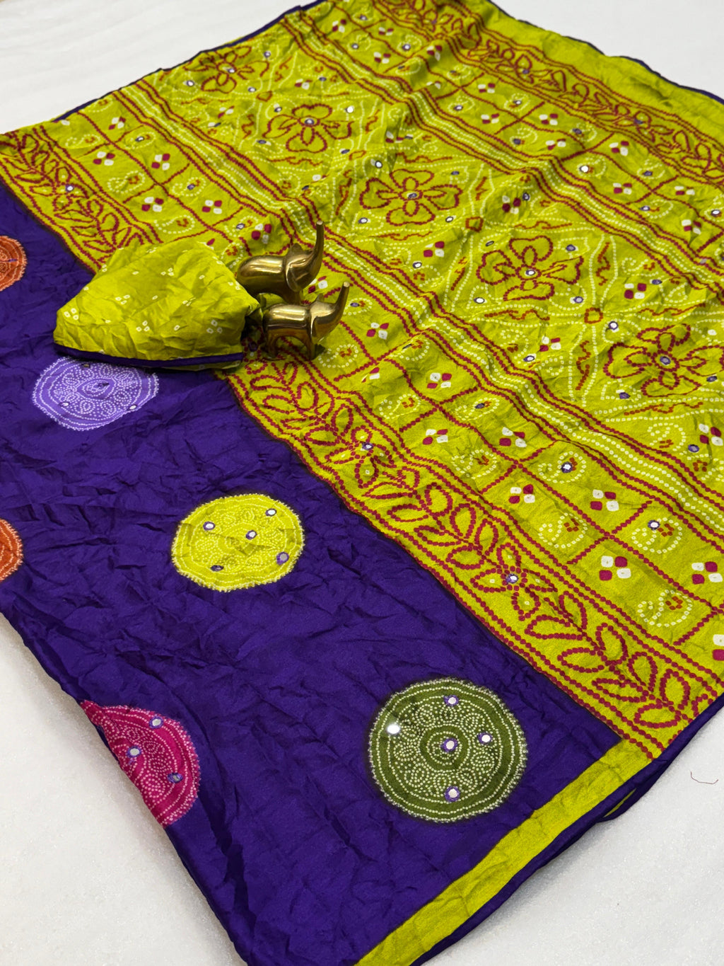 Pure Moss Bandhni Saree