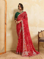 Wedding Wear Bandhej Georgette Saree