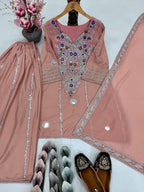HEAVY NATURAL CREAP TOP SHARARA DUPATTA
