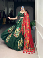 Festive Tusser Lehenga