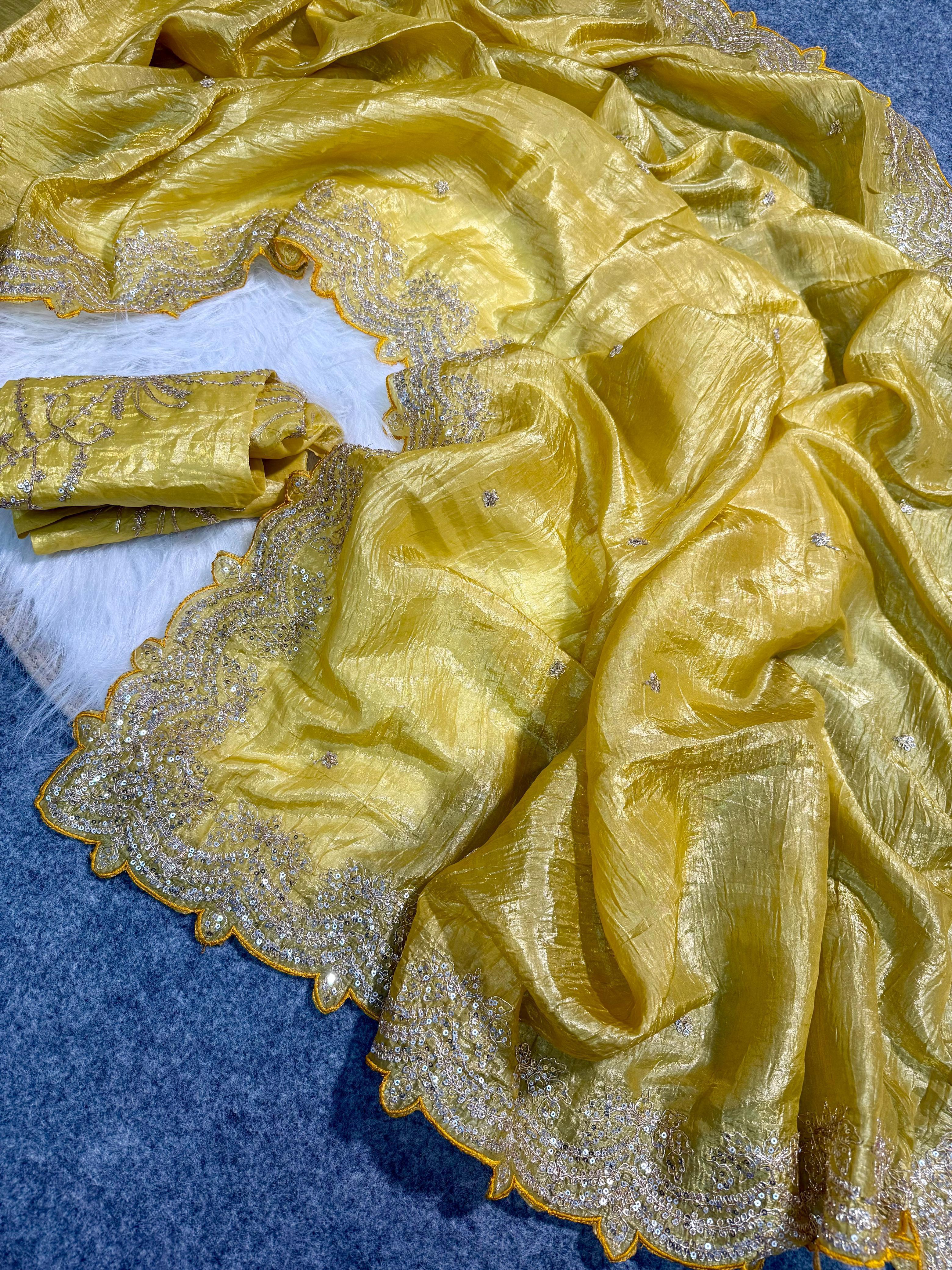 Premium Gold Crush Pure Fabric Saree