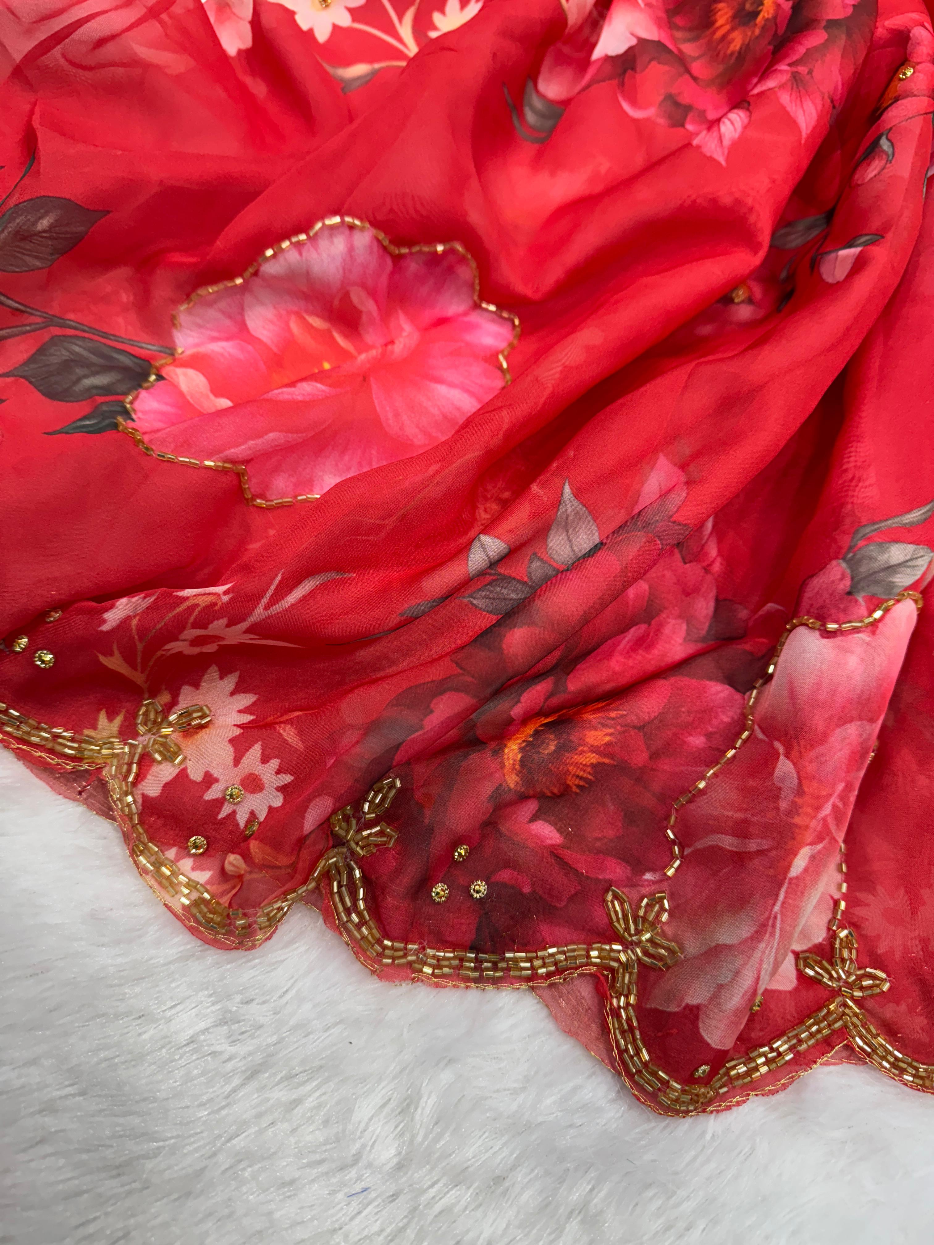 FLORAL HAND PRINTED SAREE