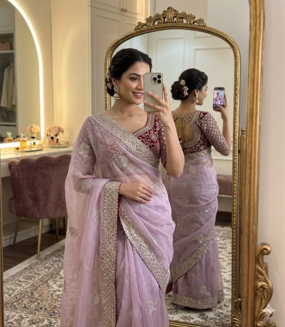 Sabyasachi Inspired Premium Moss Chiffon Saree