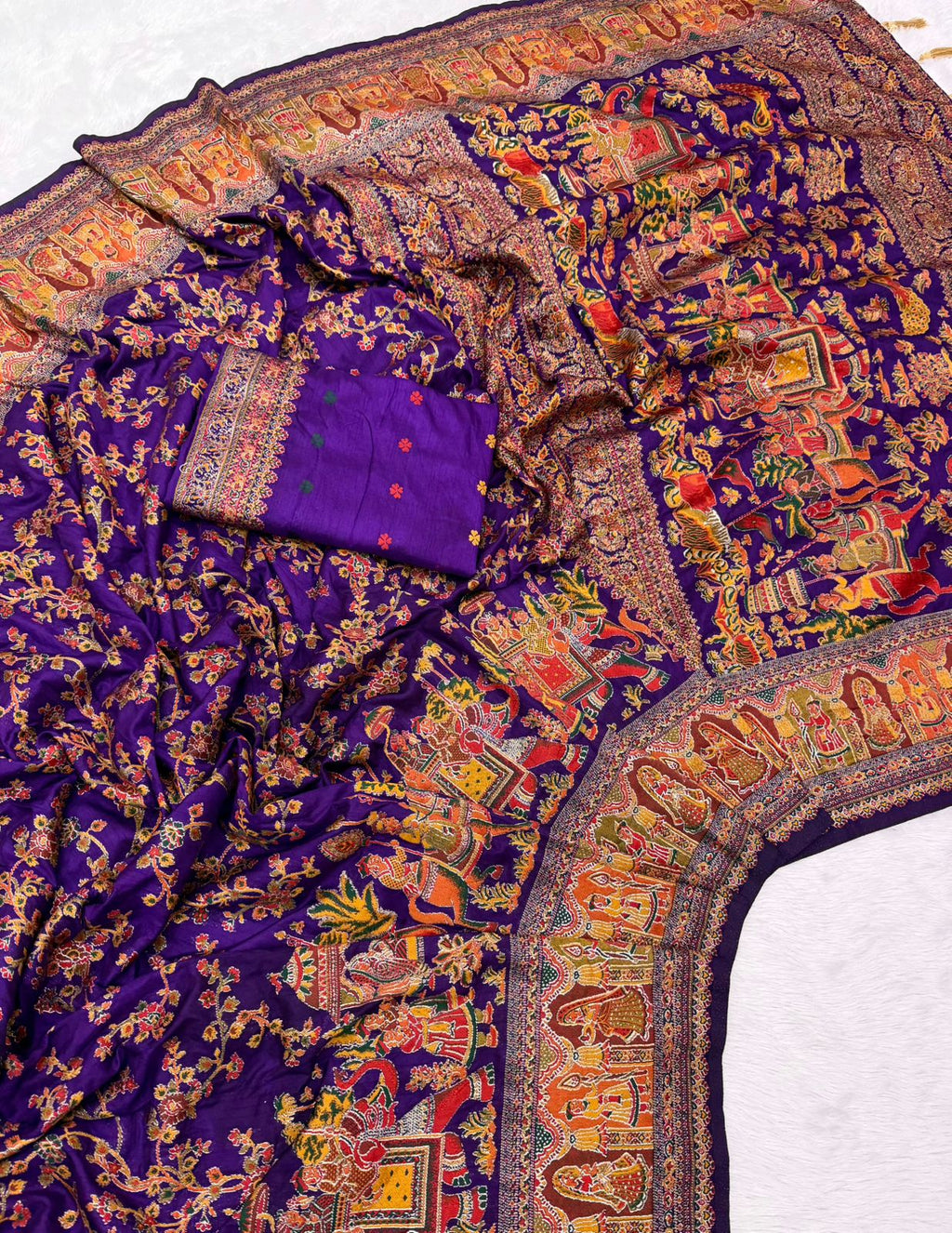 Pure n Soft Rajwadi Pashmina Silk Weaving Saree