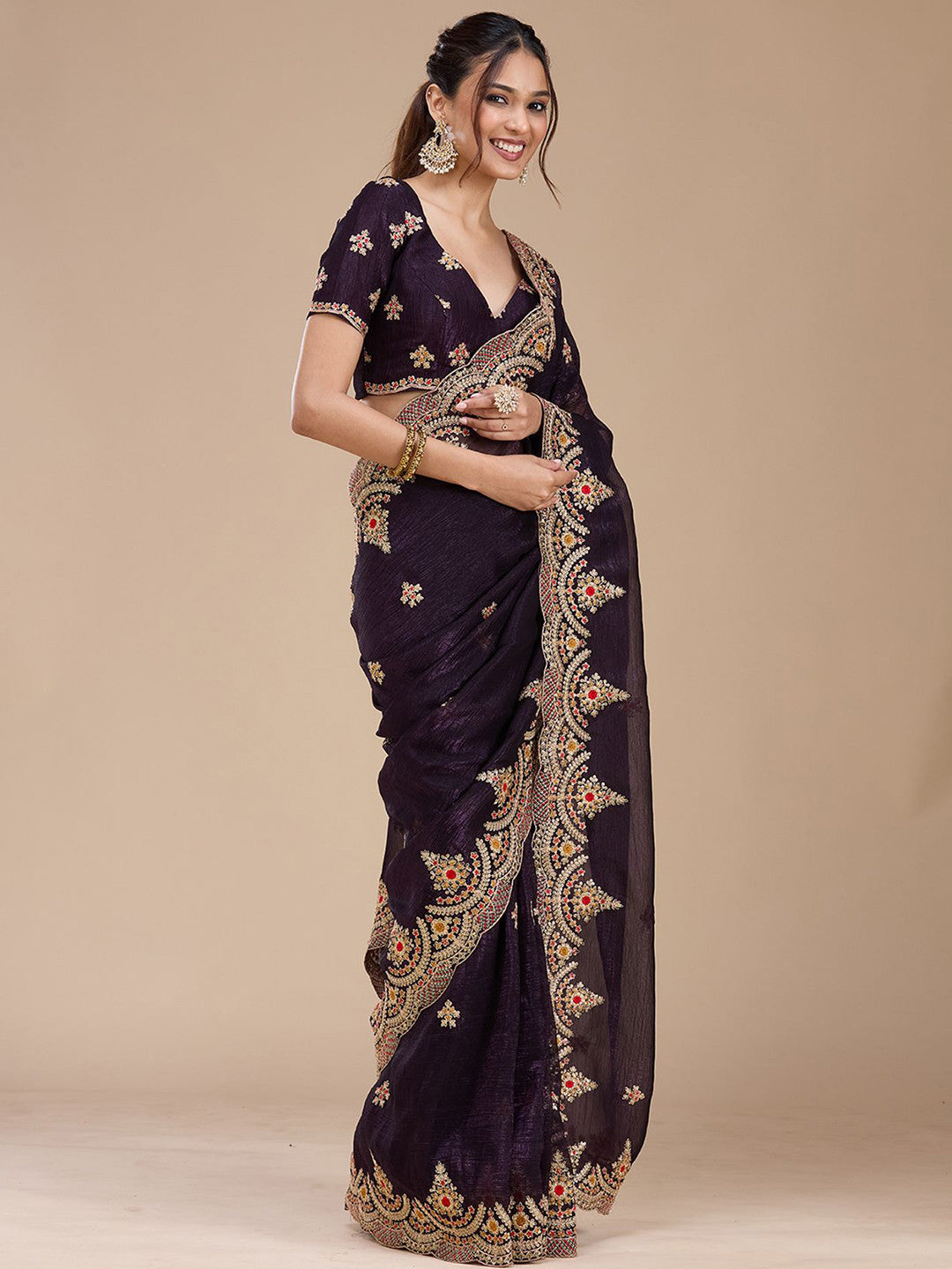 Premium Fandy Satin Saree