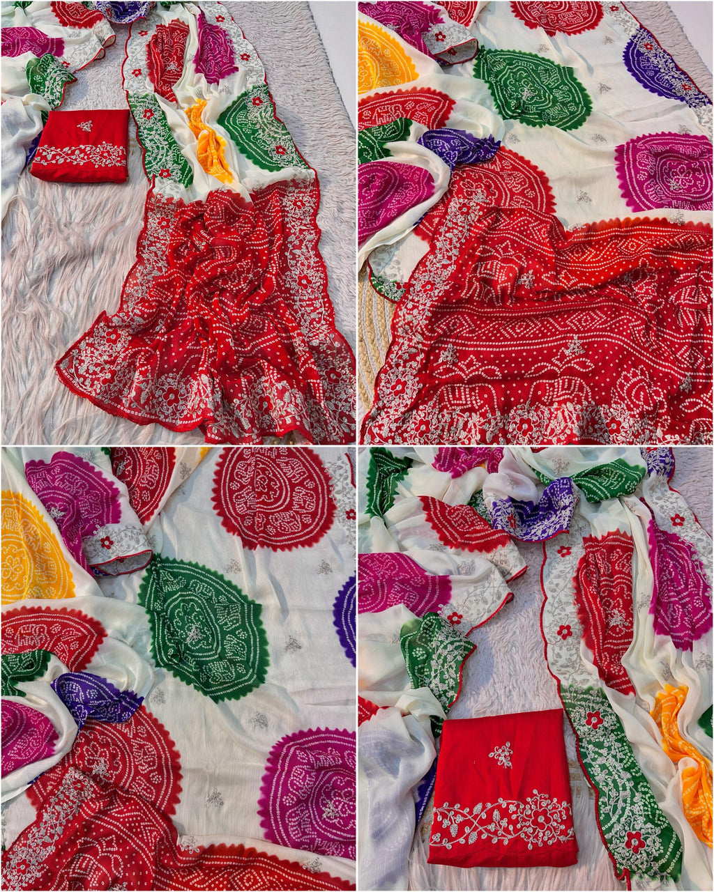 Bandhani print with Pita work Saree